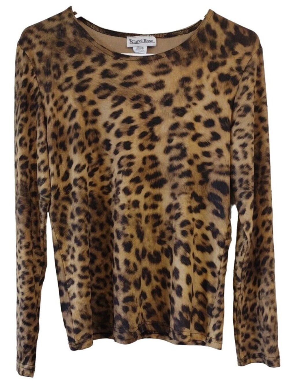 Carol Rose Top Womens Medium Long Sleeve Stretch Leopard Print